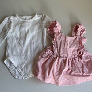 Janie and Jack Pink and White Kids Dress Set